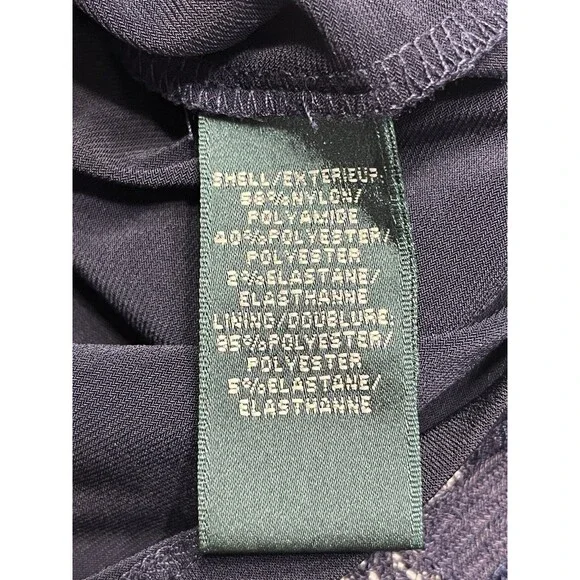 Lauren Ralph Lauren Lace Sequence Ruched Asymmetrical Navy Blue Dress 16W - Picture 11 of 13